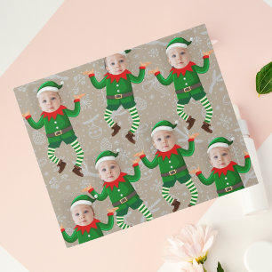 Merry Christmas Funny Santa's Elves Custom Face Wrapping Paper