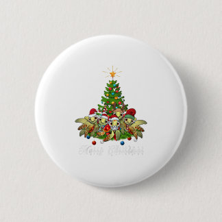 Merry Christmas Funny Sea Turtle Tree X 6 Cm Round Badge