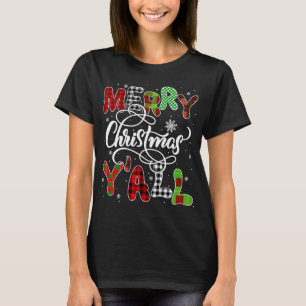 Merry Christmas Funny Ya'll Xmas Buffalo Plaid T-Shirt