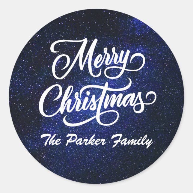 Merry Christmas Galaxy Personalised  Classic Round Sticker (Front)
