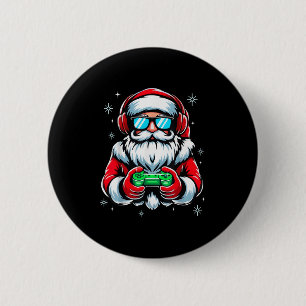 Merry Christmas Gamer Boys Mens Video Game Santa C 6 Cm Round Badge