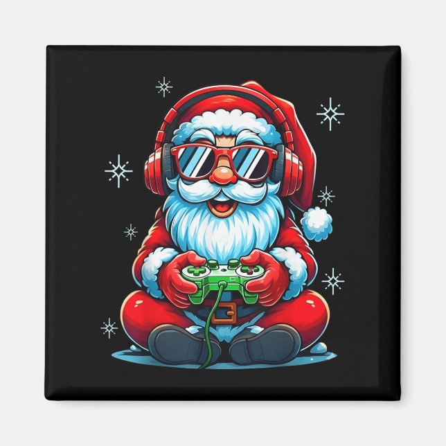 Merry Christmas Gamer Boys Mens Video Game Santa C Magnet (Front)