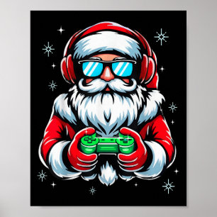 Merry Christmas Gamer Boys Mens Video Game Santa C Poster