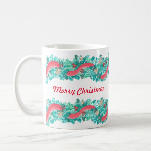 Merry Christmas Garland Mug (Left)