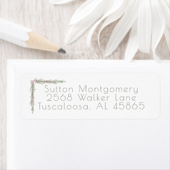 Merry Christmas Garland Pink Bow Address (Insitu)