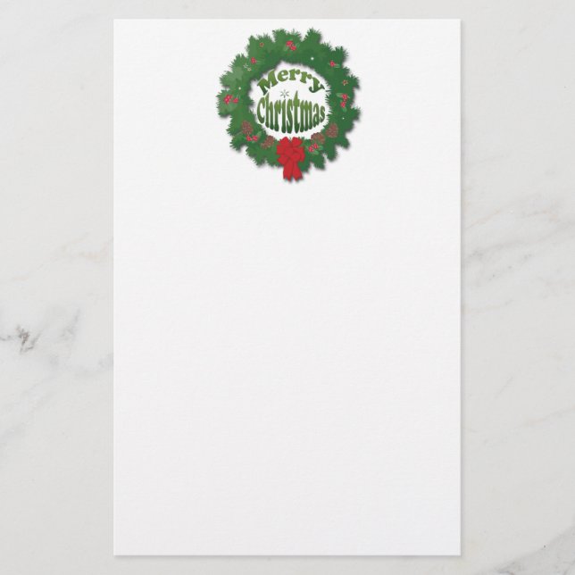Merry Christmas Garland Stationery (Front)
