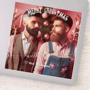 Merry Christmas Gay Retro Pink   Custom Photo 