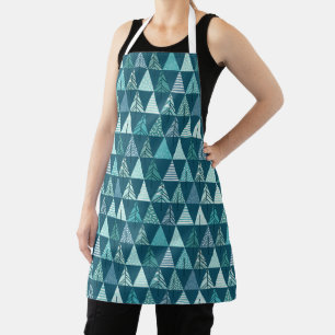 Merry Christmas Geometric Christmas Trees Apron