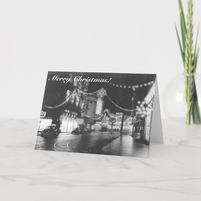 Merry Christmas German Black and White Photo 1950s Holiday Card (Front)