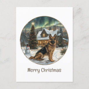Merry Christmas German Shepherd Dog Holiday Postcard