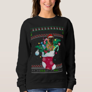 Merry Christmas German Shepherd Dog In Sock Funny  Sweatshirt