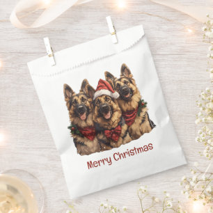 Merry Christmas German Shepherd Dogs Favour Bags