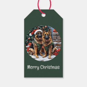 Merry Christmas German Shepherd Dogs Gift Tags