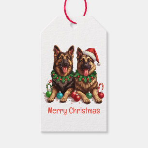 Merry Christmas German Shepherd Dogs Gift Tags