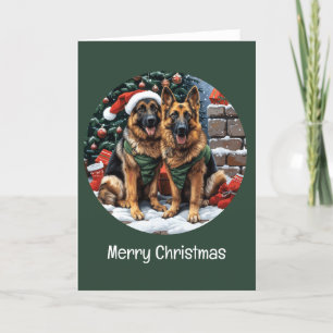 Merry Christmas German Shepherd Dogs Holiday Card