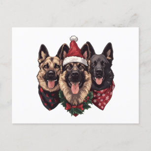 Merry Christmas German Shepherd Dogs Holiday Postcard