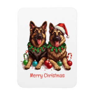 Merry Christmas German Shepherd Dogs Magnet