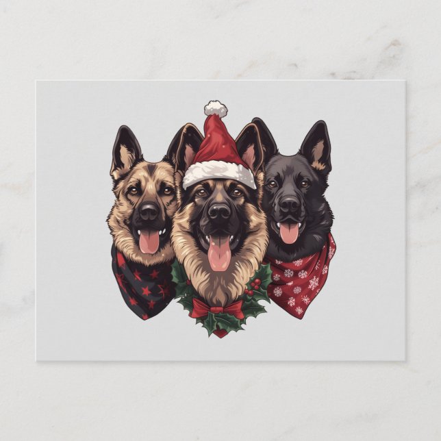 Merry Christmas German Shepherd Dogs Postcard (Front)