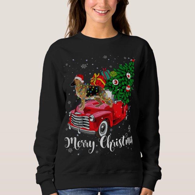 Merry Christmas German Shepherd Santa Light Red Tr Sweatshirt (Front)