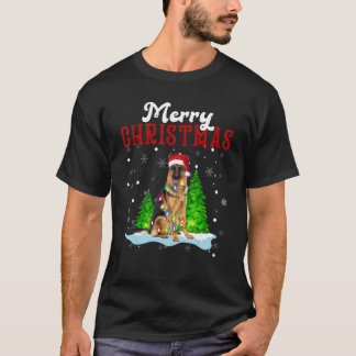 Merry Christmas German Shepherd Tree Lights Dog T-Shirt