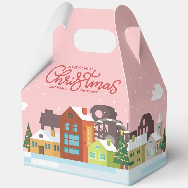 Merry Christmas Gift Box | Holiday Festive Village (Front)
