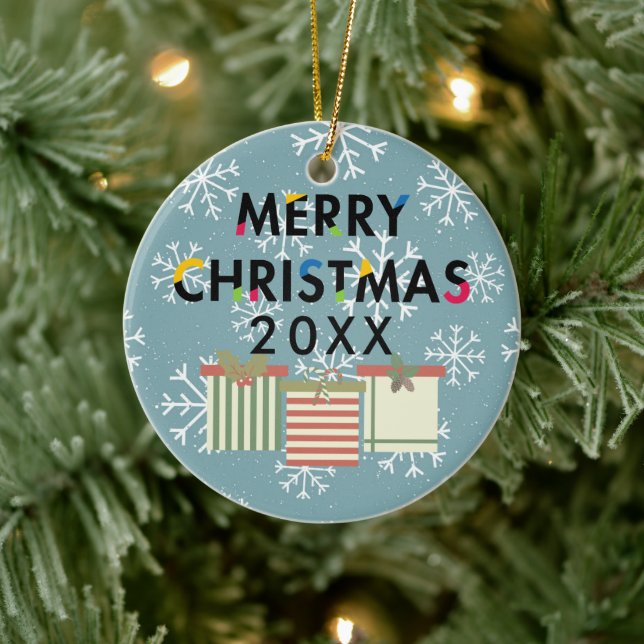 Merry Christmas Gift Boxes Holiday Wreath Ceramic Tree Decoration (Tree)