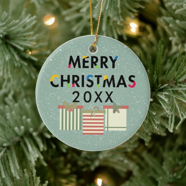 Merry Christmas Gift Boxes Holiday Wreath Ceramic Tree Decoration (Tree)