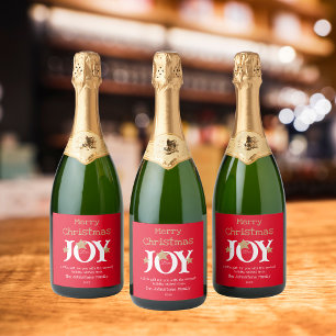 Merry Christmas Gift For You Script Cool Red Sparkling Wine Label