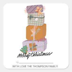 Merry Christmas Gift Label Personalised with Names