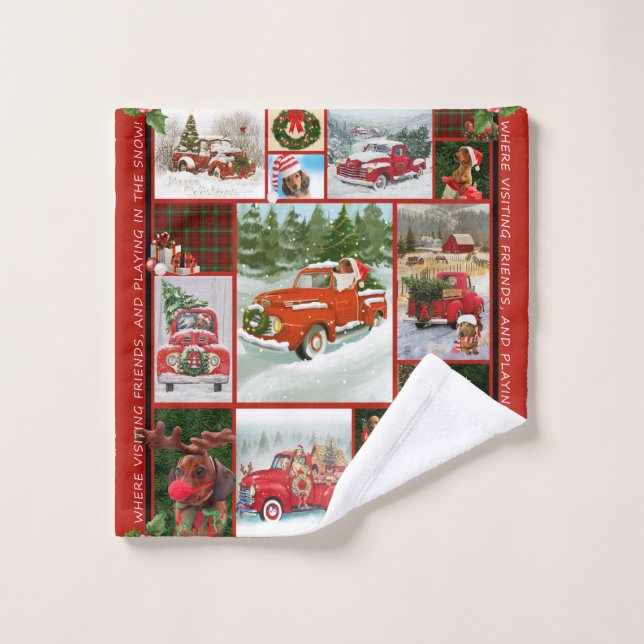 Merry Christmas Gift Red Truck Car Christmas, Wash Cloth (Wash Cloth)
