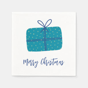 Merry Christmas Gift Simple Blue Napkin