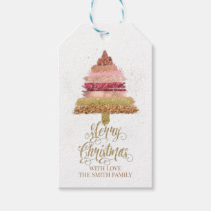 Merry Christmas Gift Tag, Christmas Tree, Pink Tags