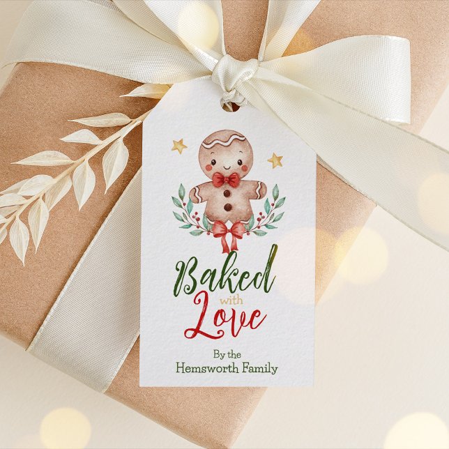 Merry Christmas Gift Tag, Christmas Wreath Tag (Gingerbread Man Christmas Gift Tag)