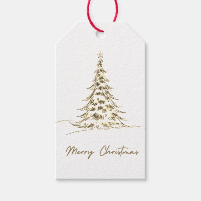 Merry Christmas Gift Tag | Elegant Christmas Tree (Front)