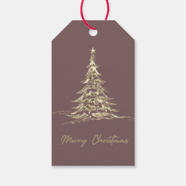 Merry Christmas Gift Tag | Elegant Christmas Tree (Front)