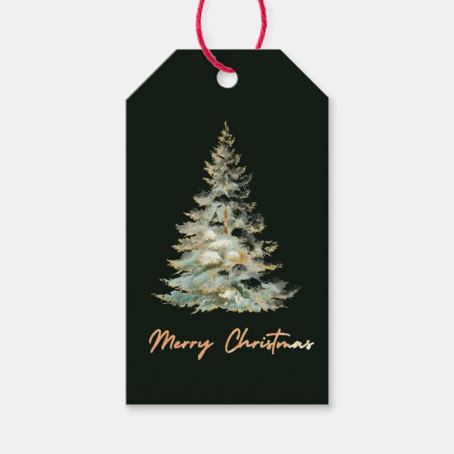 Merry Christmas Gift Tag | Elegant Christmas Tree (Front)