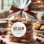 Merry Christmas Gift Tag, Holiday Typography Classic Round Sticker<br><div class="desc">Use these Merry Christmas sticker tags for gifting treats to friends,  customers,  and neighbours this holiday season.</div>