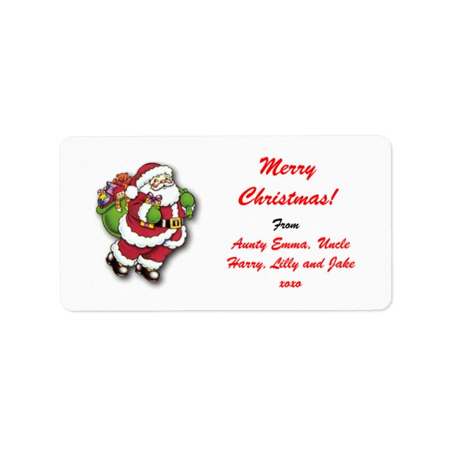Merry Christmas Gift Tag Label - Personalised Name (Front)