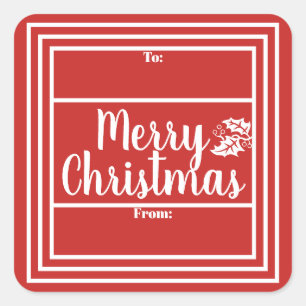 Merry Christmas Gift Tag Sticker   Choose Colour