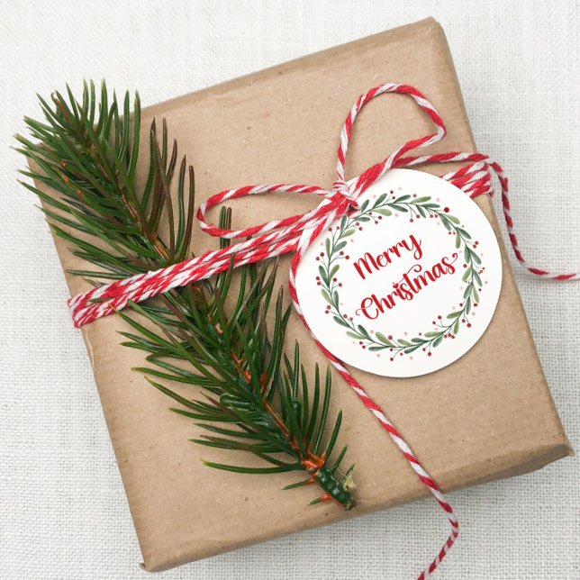 Merry Christmas Gift Tag with Holiday Wreath (Creator Uploaded)