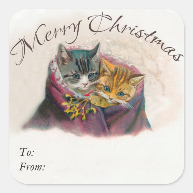 Merry Christmas Gift Tags - Cute Kittens (Front)