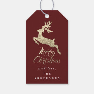 Merry Christmas Gift To Script Gold Grey Burgundy Tags