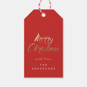 Merry Christmas Gift To Script Gold Lux Red Tags