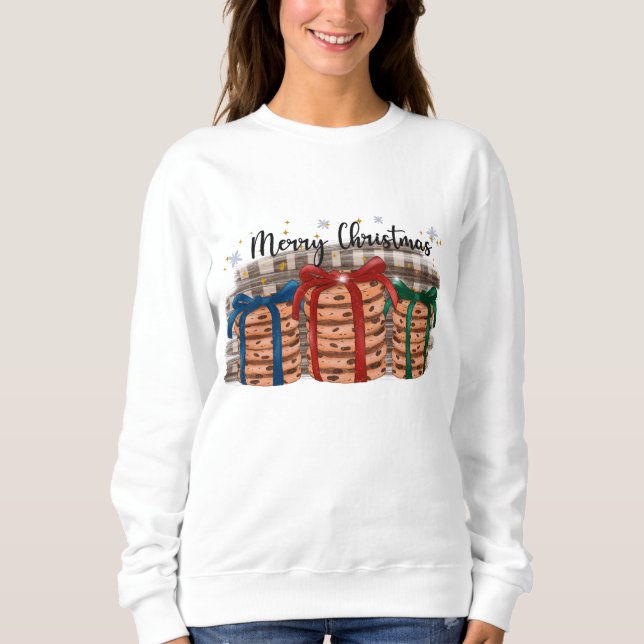 Merry Christmas Gift Wrapped Cookies Sweatshirt (Front)