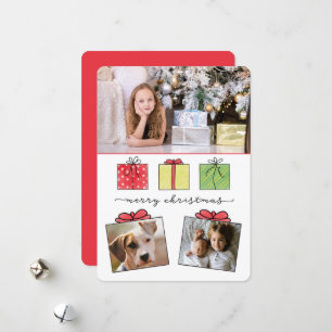 Merry Christmas Gifts 3-photos Holiday  Card