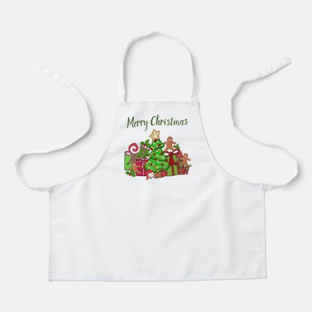 Merry Christmas Gifts Around The Tree Apron (Front)