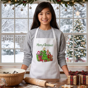 Merry Christmas Gifts Around The Tree Apron