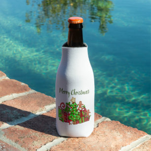 Merry Christmas Gifts Around The Tree Bottle Cooler