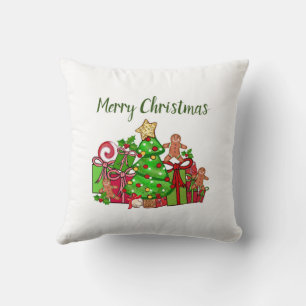 Merry Christmas Gifts Around The Tree Cushion