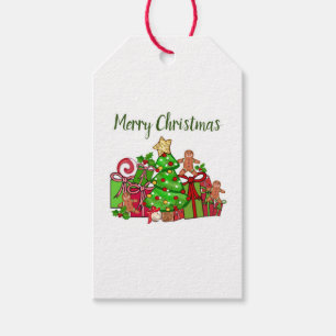 Merry Christmas Gifts Around The Tree Gift Tags